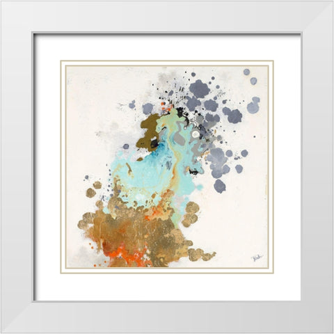 Splash Square White Modern Wood Framed Art Print with Double Matting by Pinto, Patricia
