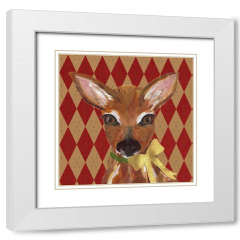 Holiday Animals II White Modern Wood Framed Art Print with Double Matting by DeRice, Julie