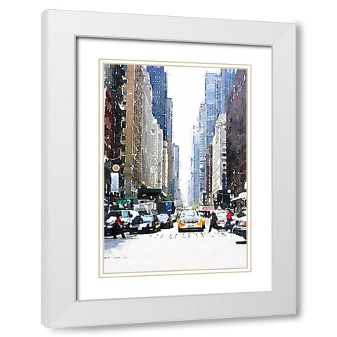 City Life White Modern Wood Framed Art Print with Double Matting by Navas, Emily