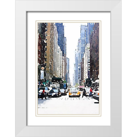 City Life White Modern Wood Framed Art Print with Double Matting by Navas, Emily