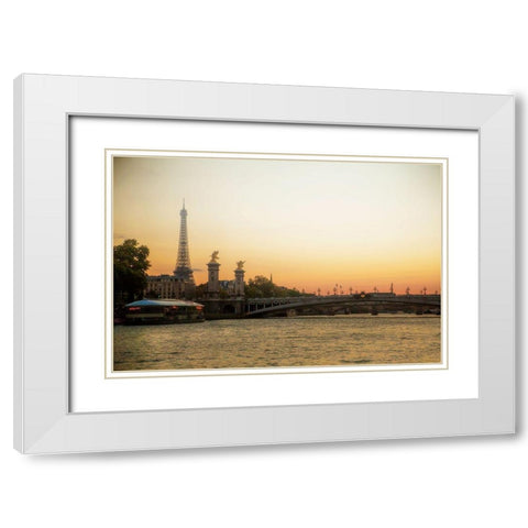 On the Seine White Modern Wood Framed Art Print with Double Matting by Navas, Emily