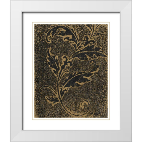 Leaf Scroll III White Modern Wood Framed Art Print with Double Matting by Hakimipour, Tiffany