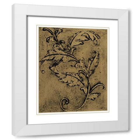 Leaf Scroll I White Modern Wood Framed Art Print with Double Matting by Hakimipour, Tiffany