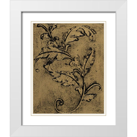 Leaf Scroll I White Modern Wood Framed Art Print with Double Matting by Hakimipour, Tiffany