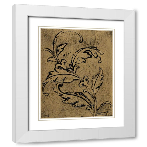 Leaf Scroll II White Modern Wood Framed Art Print with Double Matting by Hakimipour, Tiffany