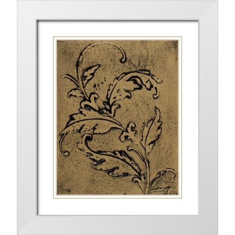 Leaf Scroll II White Modern Wood Framed Art Print with Double Matting by Hakimipour, Tiffany