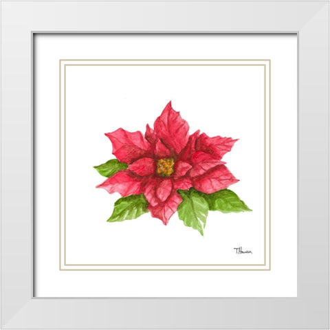 Poinsettia II White Modern Wood Framed Art Print with Double Matting by Hakimipour, Tiffany