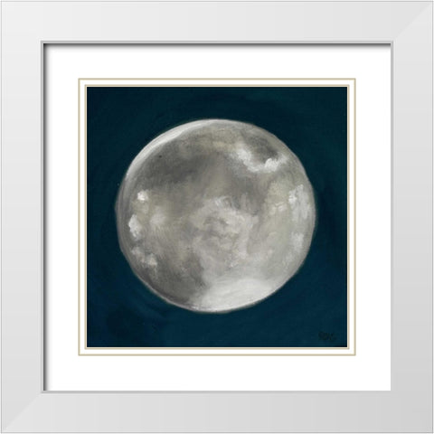 Moon Phase I White Modern Wood Framed Art Print with Double Matting by Hakimipour, Tiffany