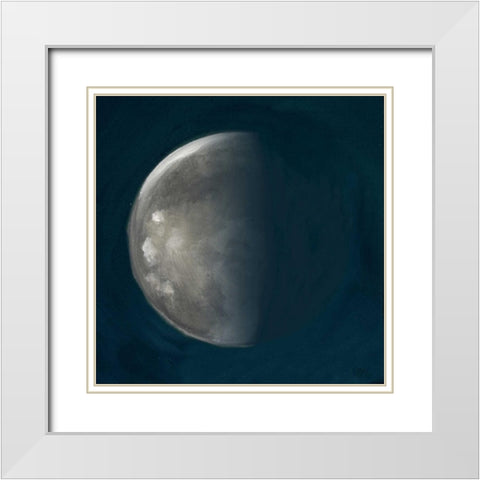 Moon Phase III White Modern Wood Framed Art Print with Double Matting by Hakimipour, Tiffany