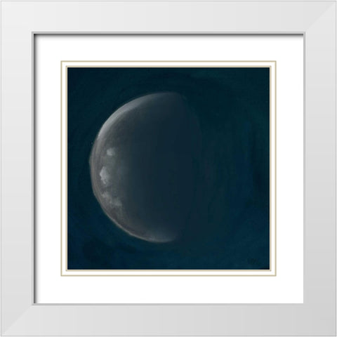 Moon Phase IV White Modern Wood Framed Art Print with Double Matting by Hakimipour, Tiffany