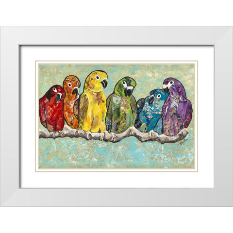 Flock of Colors White Modern Wood Framed Art Print with Double Matting by Ritter, Gina