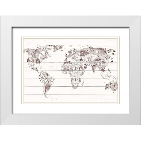 Aztec Map on Wood White Modern Wood Framed Art Print with Double Matting by Ritter, Gina