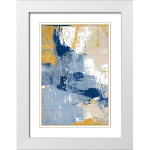 Golden Indigo Beauty I White Modern Wood Framed Art Print with Double Matting by Loreth, Lanie