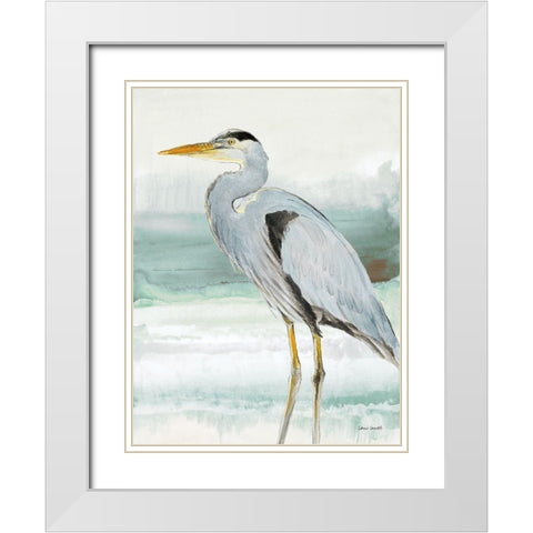 Heron on Seaglass  I White Modern Wood Framed Art Print with Double Matting by Loreth, Lanie