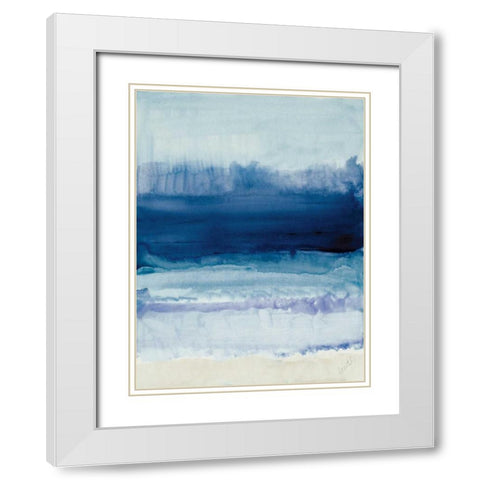 Blue on Blue I White Modern Wood Framed Art Print with Double Matting by Loreth, Lanie