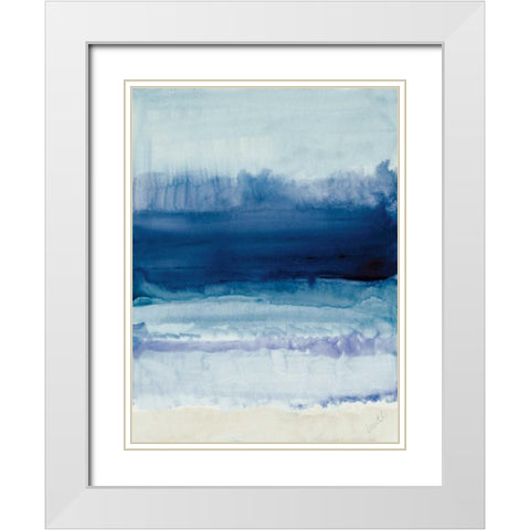 Blue on Blue I White Modern Wood Framed Art Print with Double Matting by Loreth, Lanie
