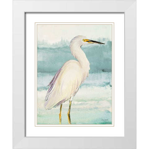 Heron on Seaglass II White Modern Wood Framed Art Print with Double Matting by Loreth, Lanie