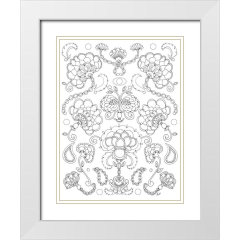Floral Chain I White Modern Wood Framed Art Print with Double Matting by Metz, Andi