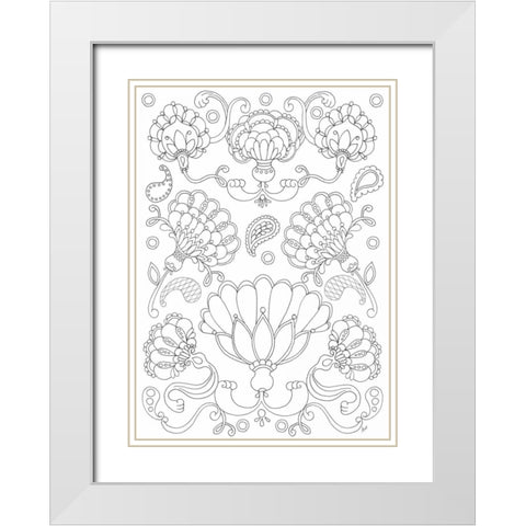 Floral Chain II White Modern Wood Framed Art Print with Double Matting by Metz, Andi