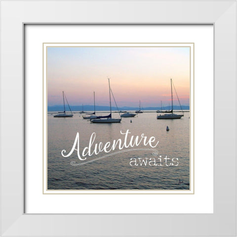 Adventure Awaits White Modern Wood Framed Art Print with Double Matting by Metz, Andi