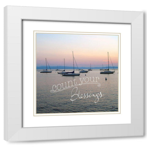 Count your Blessings White Modern Wood Framed Art Print with Double Matting by Metz, Andi