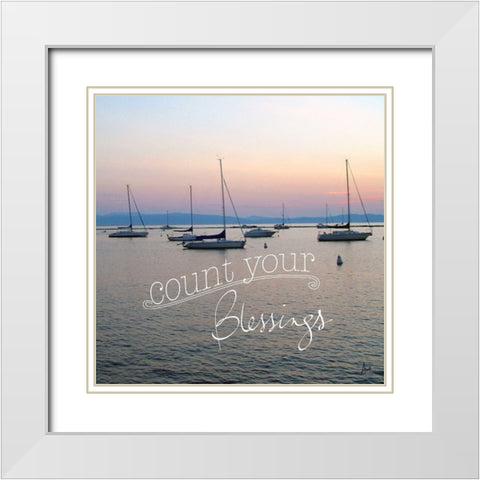 Count your Blessings White Modern Wood Framed Art Print with Double Matting by Metz, Andi