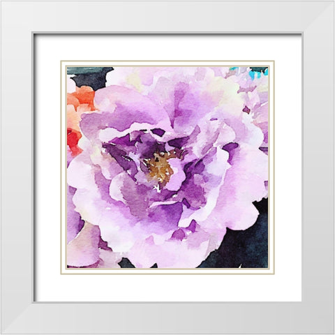Purple Flower White Modern Wood Framed Art Print with Double Matting by Navas, Emily