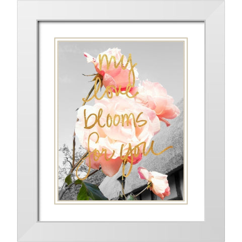 Love Blooms I White Modern Wood Framed Art Print with Double Matting by Navas, Emily