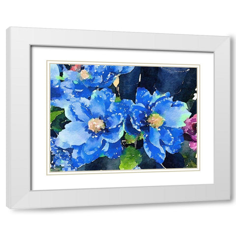 Popping Blues White Modern Wood Framed Art Print with Double Matting by Navas, Emily