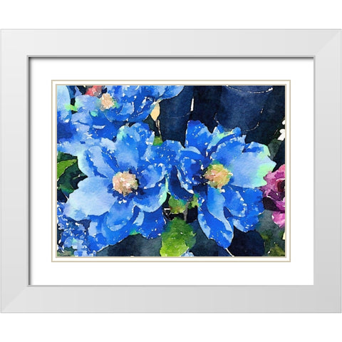 Popping Blues White Modern Wood Framed Art Print with Double Matting by Navas, Emily