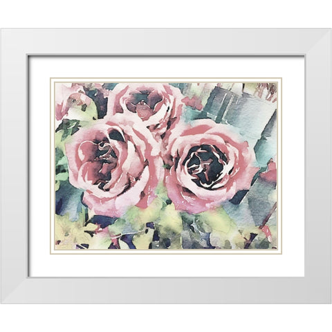 Vintage Roses White Modern Wood Framed Art Print with Double Matting by Navas, Emily