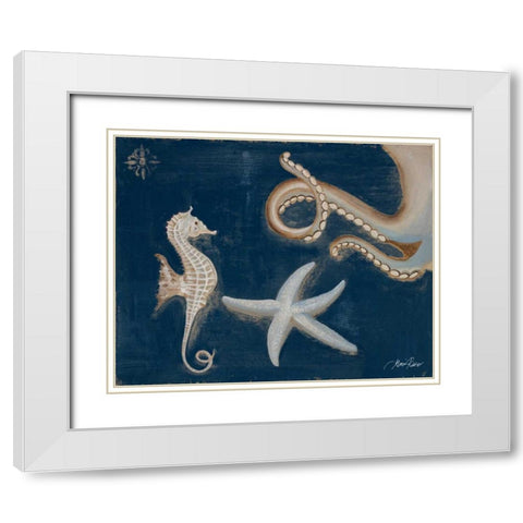 Coastal Life on Blue I White Modern Wood Framed Art Print with Double Matting by Ritter, Gina