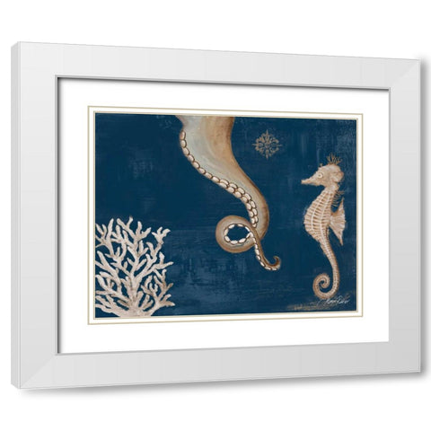 Coastal Life on Blue II White Modern Wood Framed Art Print with Double Matting by Ritter, Gina