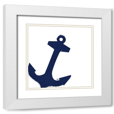 Coastal Navy on White III White Modern Wood Framed Art Print with Double Matting by Hakimipour, Tiffany