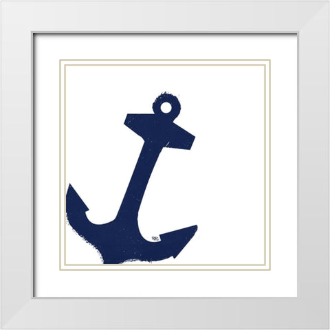 Coastal Navy on White III White Modern Wood Framed Art Print with Double Matting by Hakimipour, Tiffany