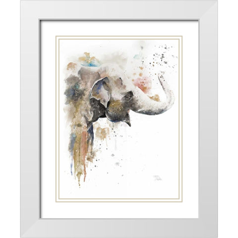Water Elephant White Modern Wood Framed Art Print with Double Matting by Pinto, Patricia