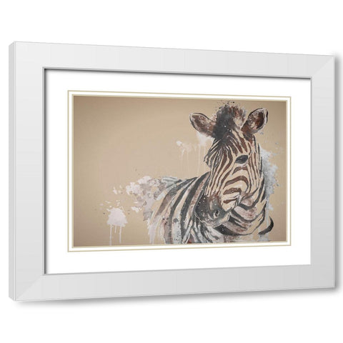 Sandstone Zebra White Modern Wood Framed Art Print with Double Matting by Pinto, Patricia