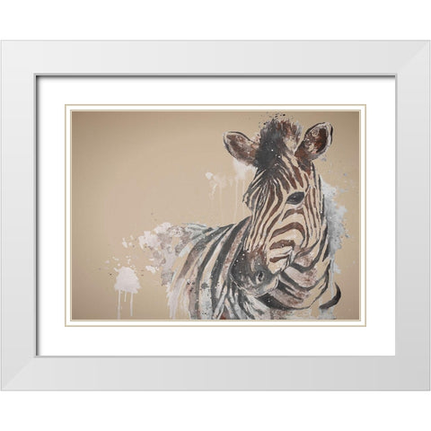 Sandstone Zebra White Modern Wood Framed Art Print with Double Matting by Pinto, Patricia