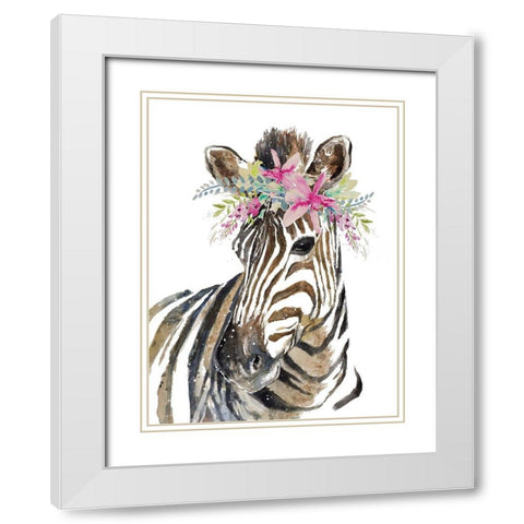 Whimsical Water Zebra White Modern Wood Framed Art Print with Double Matting by Pinto, Patricia