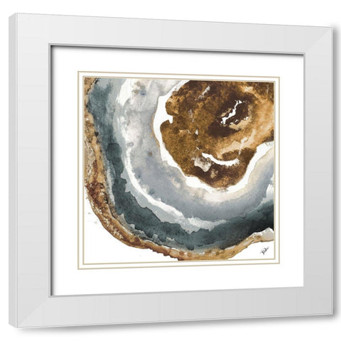 Gray and Gold Agate I White Modern Wood Framed Art Print with Double Matting by Pinto, Patricia