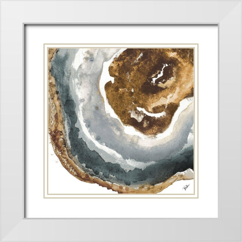 Gray and Gold Agate I White Modern Wood Framed Art Print with Double Matting by Pinto, Patricia