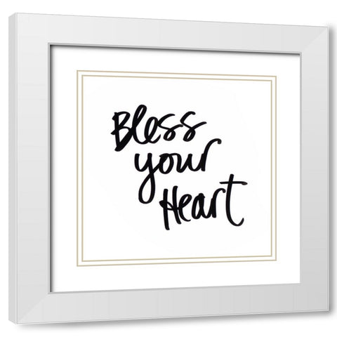 Bless your Heart White Modern Wood Framed Art Print with Double Matting by SD Graphics Studio