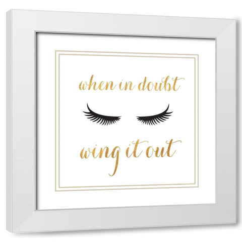 Golden Glam I White Modern Wood Framed Art Print with Double Matting by SD Graphics Studio