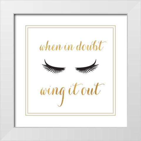 Golden Glam I White Modern Wood Framed Art Print with Double Matting by SD Graphics Studio