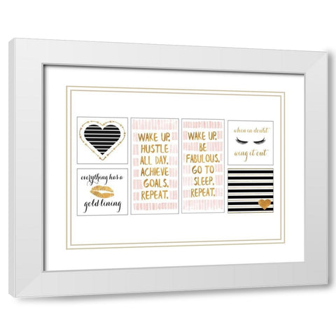 Golden Glam Collection White Modern Wood Framed Art Print with Double Matting by SD Graphics Studio