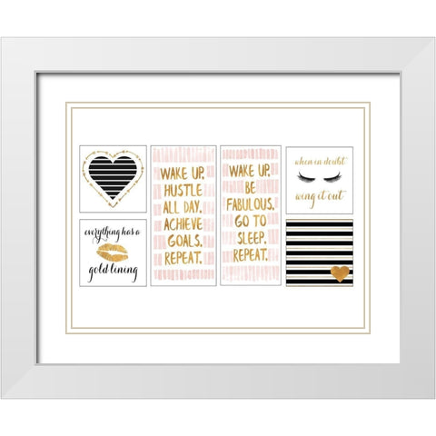 Golden Glam Collection White Modern Wood Framed Art Print with Double Matting by SD Graphics Studio