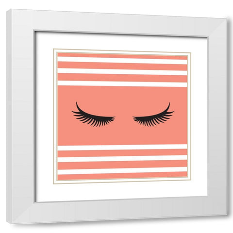 Lashes White Modern Wood Framed Art Print with Double Matting by SD Graphics Studio