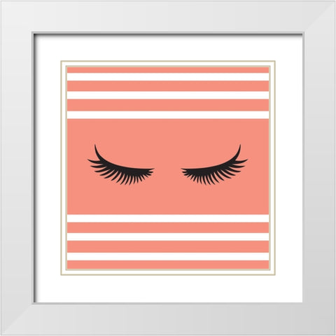 Lashes White Modern Wood Framed Art Print with Double Matting by SD Graphics Studio