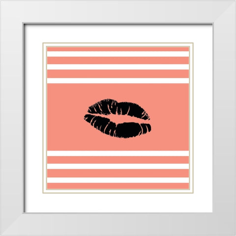 Lips White Modern Wood Framed Art Print with Double Matting by SD Graphics Studio