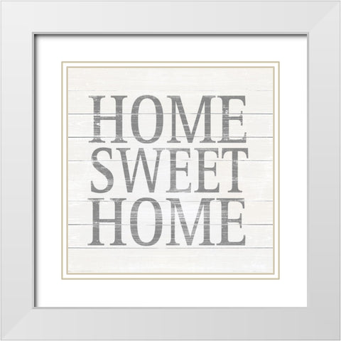 Home Sweet Home White Modern Wood Framed Art Print with Double Matting by SD Graphics Studio